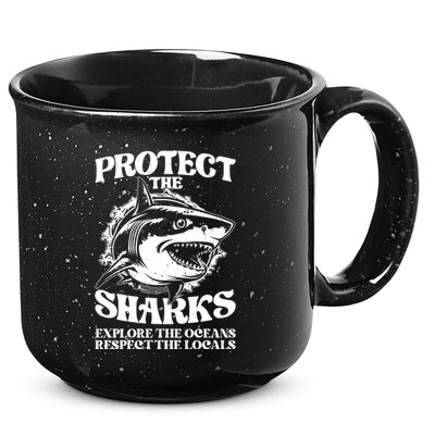 Retro Protect The Sharks Explore The Oceans Respect The Locals Shark Week Lover 15oz Campfire Ceramic Mug