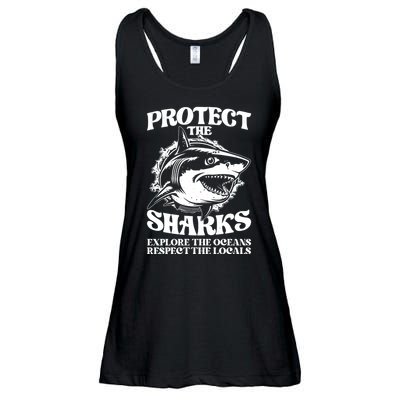 Retro Protect The Sharks Explore The Oceans Respect The Locals Shark Week Lover Ladies Essential Flowy Tank