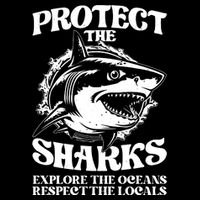 Retro Protect The Sharks Explore The Oceans Respect The Locals Shark Week Lover 16 in Basic Backpack
