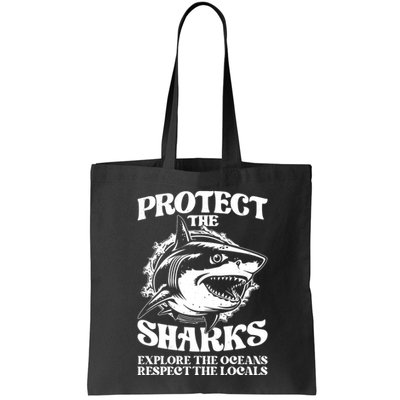 Retro Protect The Sharks Explore The Oceans Respect The Locals Shark Week Lover Bag