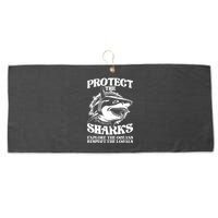Retro Protect The Sharks Explore The Oceans Respect The Locals Shark Week Lover Large Microfiber Waffle Golf Towel