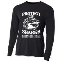 Retro Protect The Sharks Explore The Oceans Respect The Locals Shark Week Lover Cooling Performance Long Sleeve Crew