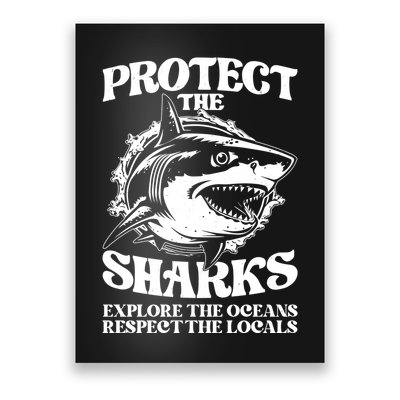 Retro Protect The Sharks Explore The Oceans Respect The Locals Shark Week Lover Poster