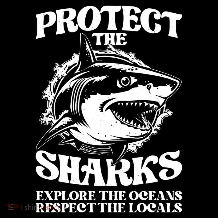 Retro Protect The Sharks Explore The Oceans Respect The Locals Shark Week Lover Premium T-Shirt