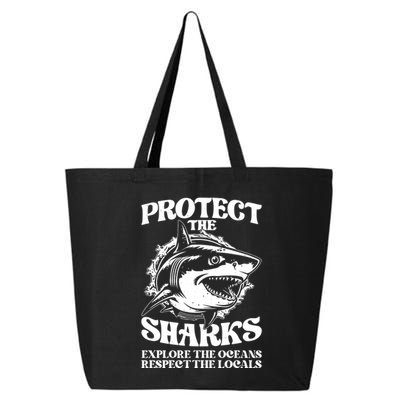 Retro Protect The Sharks Explore The Oceans Respect The Locals Shark Week Lover 25L Jumbo Tote