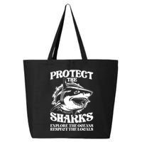 Retro Protect The Sharks Explore The Oceans Respect The Locals Shark Week Lover 25L Jumbo Tote