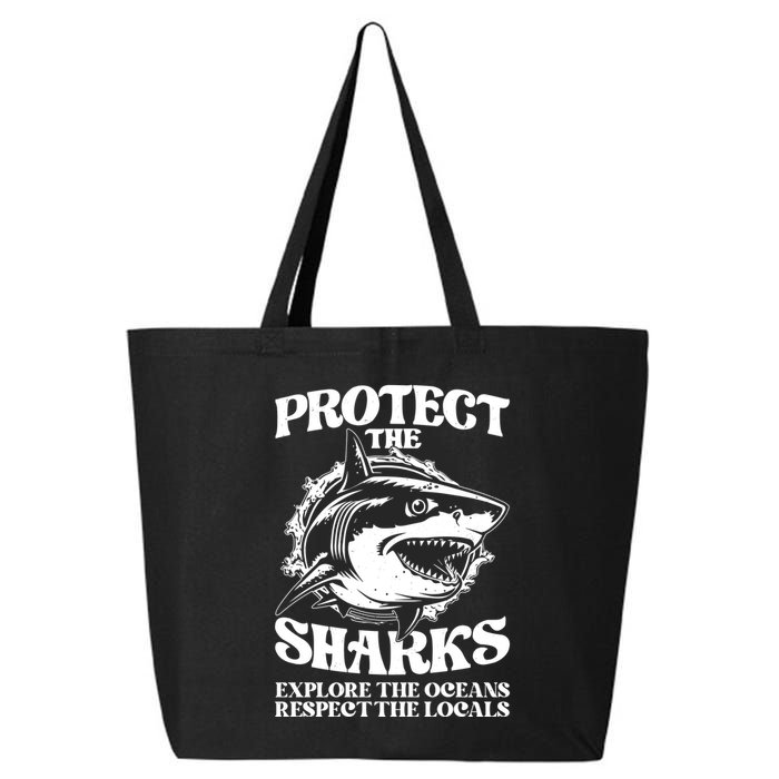 Retro Protect The Sharks Explore The Oceans Respect The Locals Shark Week Lover 25L Jumbo Tote