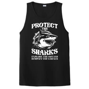 Retro Protect The Sharks Explore The Oceans Respect The Locals Shark Week Lover PosiCharge Competitor Tank