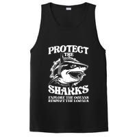 Retro Protect The Sharks Explore The Oceans Respect The Locals Shark Week Lover PosiCharge Competitor Tank