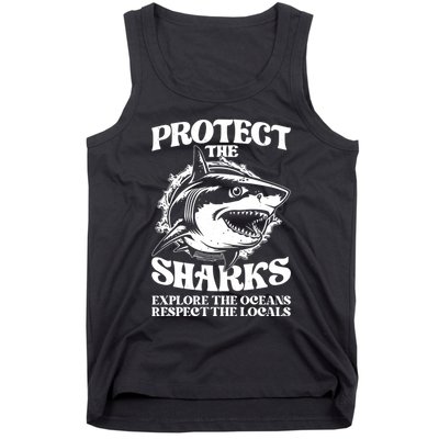 Retro Protect The Sharks Explore The Oceans Respect The Locals Shark Week Lover Tank Top