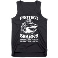 Retro Protect The Sharks Explore The Oceans Respect The Locals Shark Week Lover Tank Top
