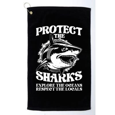 Retro Protect The Sharks Explore The Oceans Respect The Locals Shark Week Lover Golf Towel