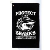 Retro Protect The Sharks Explore The Oceans Respect The Locals Shark Week Lover Golf Towel