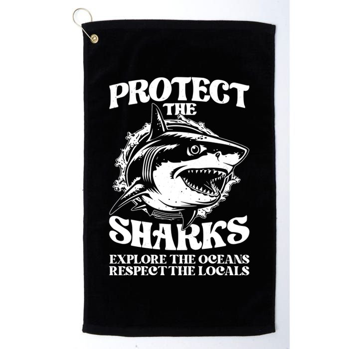 Retro Protect The Sharks Explore The Oceans Respect The Locals Shark Week Lover Golf Towel