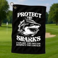 Retro Protect The Sharks Explore The Oceans Respect The Locals Shark Week Lover Golf Towel