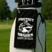 Retro Protect The Sharks Explore The Oceans Respect The Locals Shark Week Lover Golf Towel
