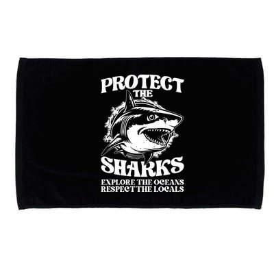 Retro Protect The Sharks Explore The Oceans Respect The Locals Shark Week Lover Microfiber Hand Towel