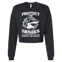 Retro Protect The Sharks Explore The Oceans Respect The Locals Shark Week Lover Cropped Pullover Crew