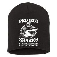 Retro Protect The Sharks Explore The Oceans Respect The Locals Shark Week Lover Short Acrylic Beanie