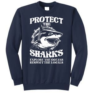 Retro Protect The Sharks Explore The Oceans Respect The Locals Shark Week Lover Sweatshirt