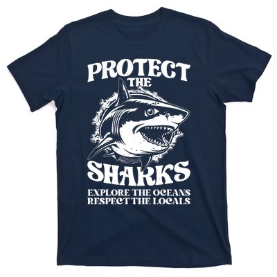 Retro Protect The Sharks Explore The Oceans Respect The Locals Shark Week Lover T-Shirt