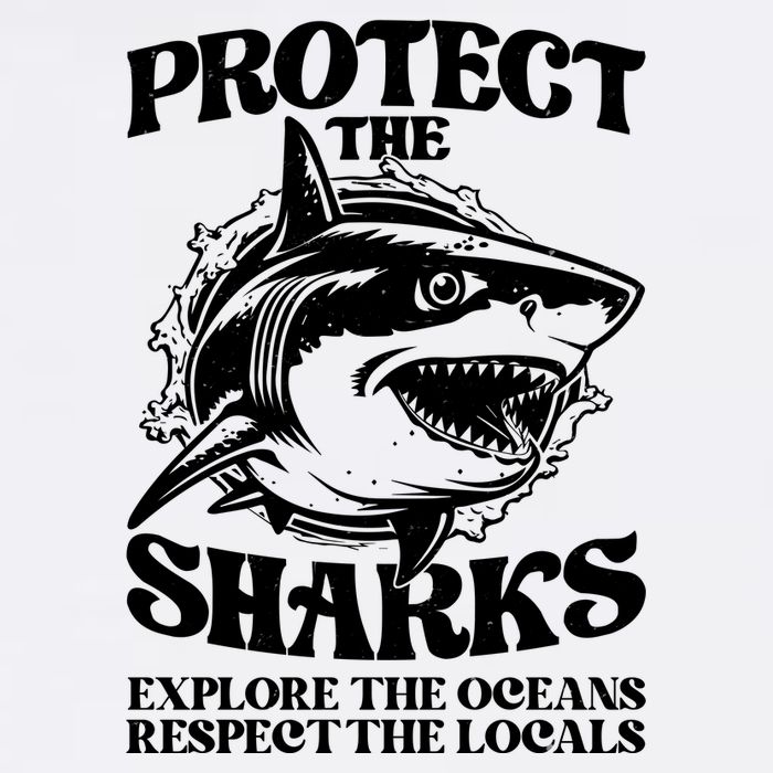 Retro Protect The Sharks Explore The Oceans Respect The Locals Shark Week Lover Garment-Dyed Sweatshirt