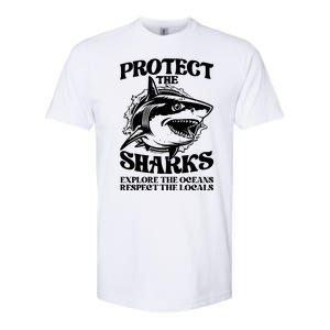 Retro Protect The Sharks Explore The Oceans Respect The Locals Shark Week Lover Softstyle CVC T-Shirt