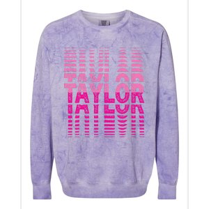 Retro Personalized TAYLOR Girl First Name Pink Repeated Text Colorblast Crewneck Sweatshirt