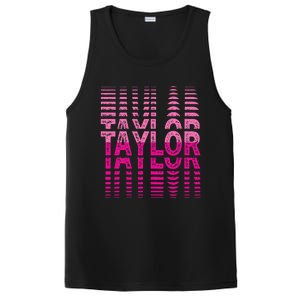 Retro Personalized TAYLOR Girl First Name Pink Repeated Text PosiCharge Competitor Tank