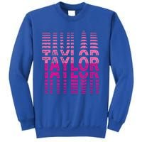 Retro Personalized TAYLOR Girl First Name Pink Repeated Text Sweatshirt