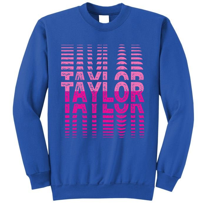 Retro Personalized TAYLOR Girl First Name Pink Repeated Text Sweatshirt