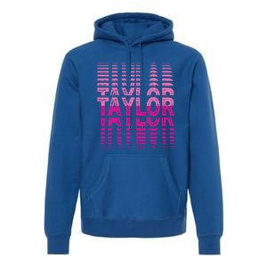 Retro Personalized TAYLOR Girl First Name Pink Repeated Text Premium Hoodie