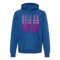 Retro Personalized TAYLOR Girl First Name Pink Repeated Text Premium Hoodie