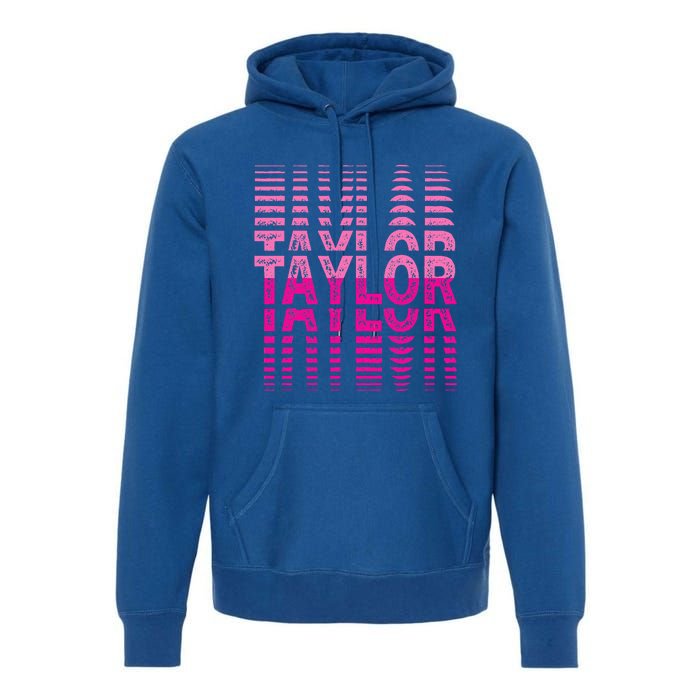 Retro Personalized TAYLOR Girl First Name Pink Repeated Text Premium Hoodie