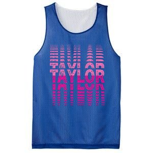 Retro Personalized TAYLOR Girl First Name Pink Repeated Text Mesh Reversible Basketball Jersey Tank