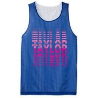 Retro Personalized TAYLOR Girl First Name Pink Repeated Text Mesh Reversible Basketball Jersey Tank