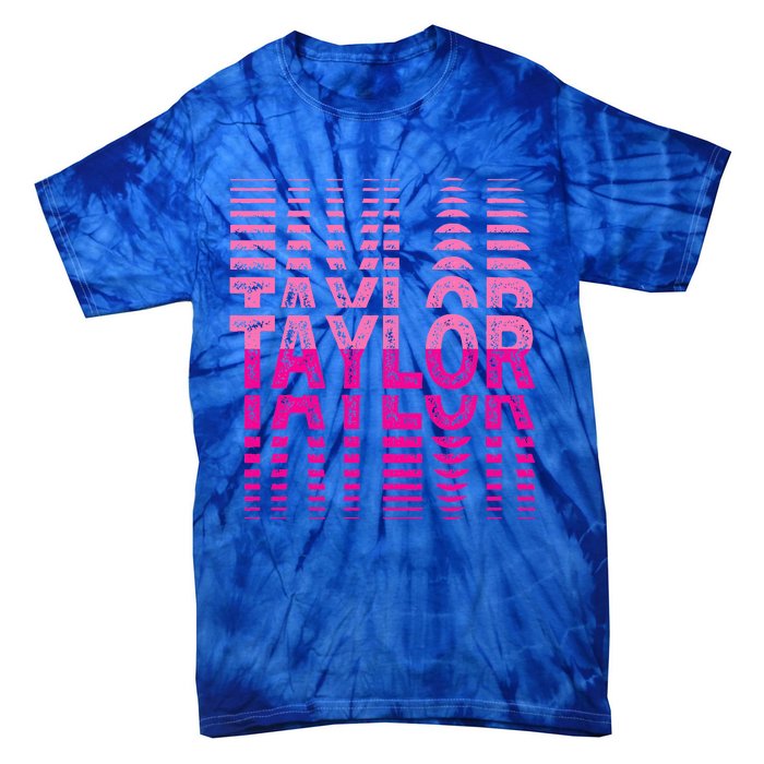 Retro Personalized TAYLOR Girl First Name Pink Repeated Text Tie-Dye T-Shirt