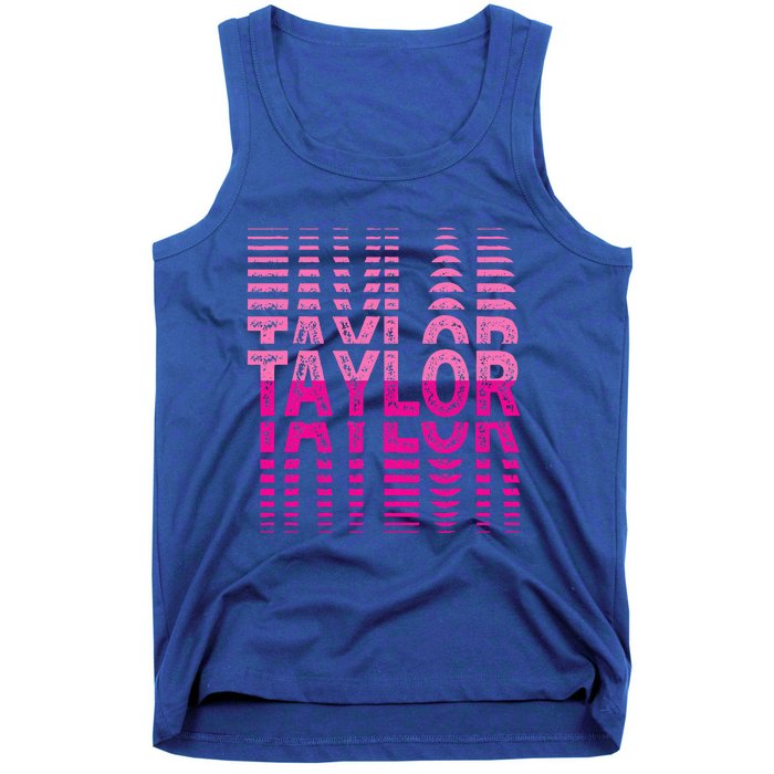 Retro Personalized TAYLOR Girl First Name Pink Repeated Text Tank Top