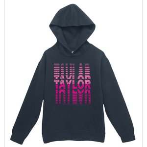 Retro Personalized TAYLOR Girl First Name Pink Repeated Text Urban Pullover Hoodie