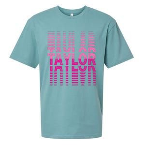 Retro Personalized TAYLOR Girl First Name Pink Repeated Text Sueded Cloud Jersey T-Shirt