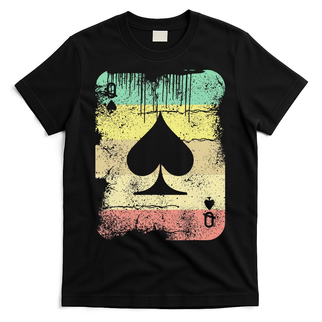 Retro Poker Texas Hold'Em Queen Of Spades Vintage Poker T-Shirt