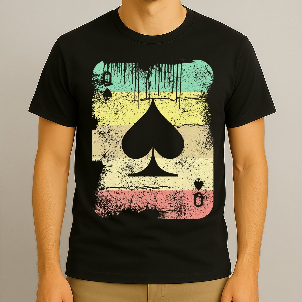 Retro Poker Texas Hold'Em Queen Of Spades Vintage Poker T-Shirt