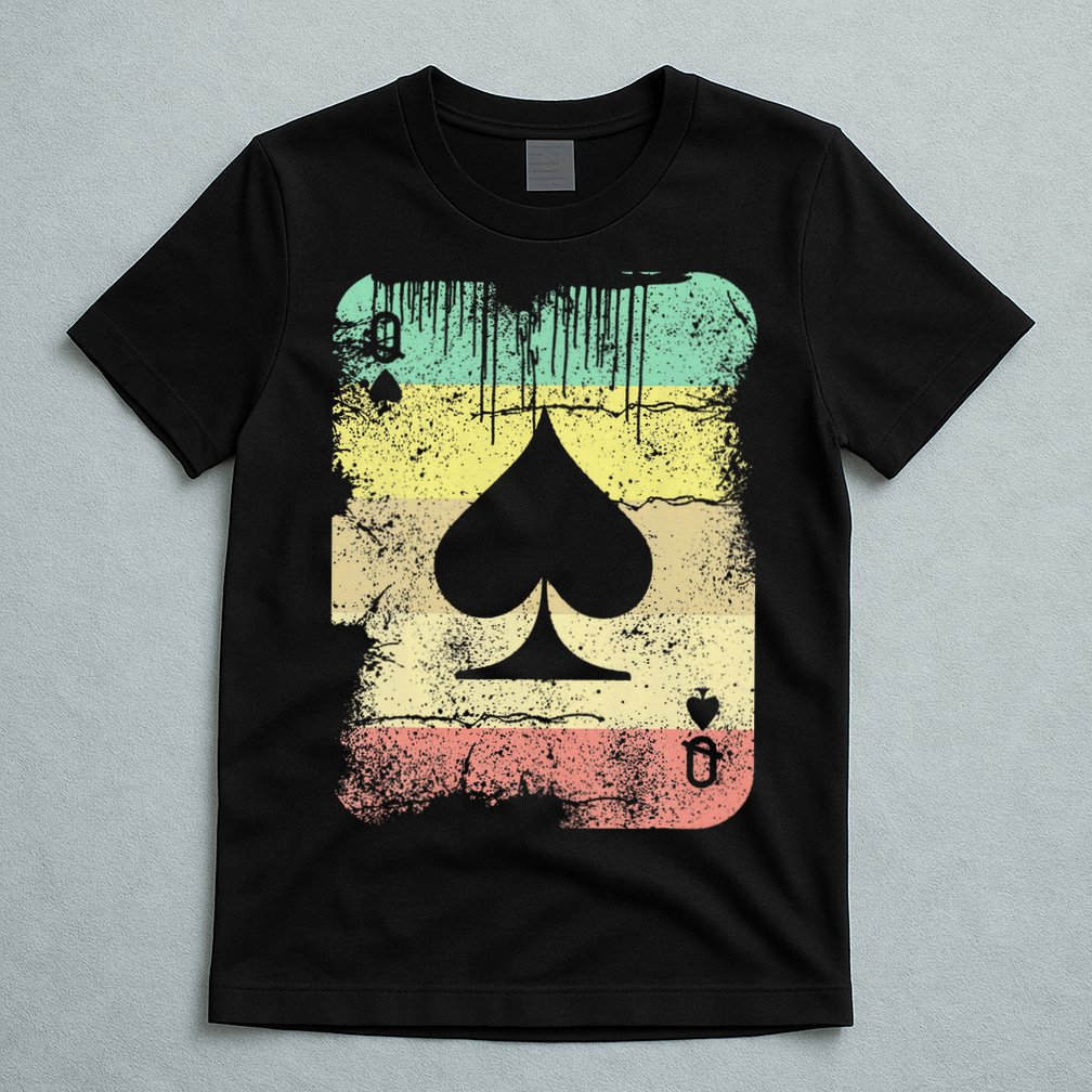 Retro Poker Texas Hold'Em Queen Of Spades Vintage Poker T-Shirt