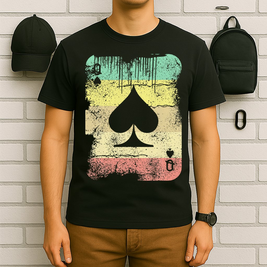 Retro Poker Texas Hold'Em Queen Of Spades Vintage Poker T-Shirt
