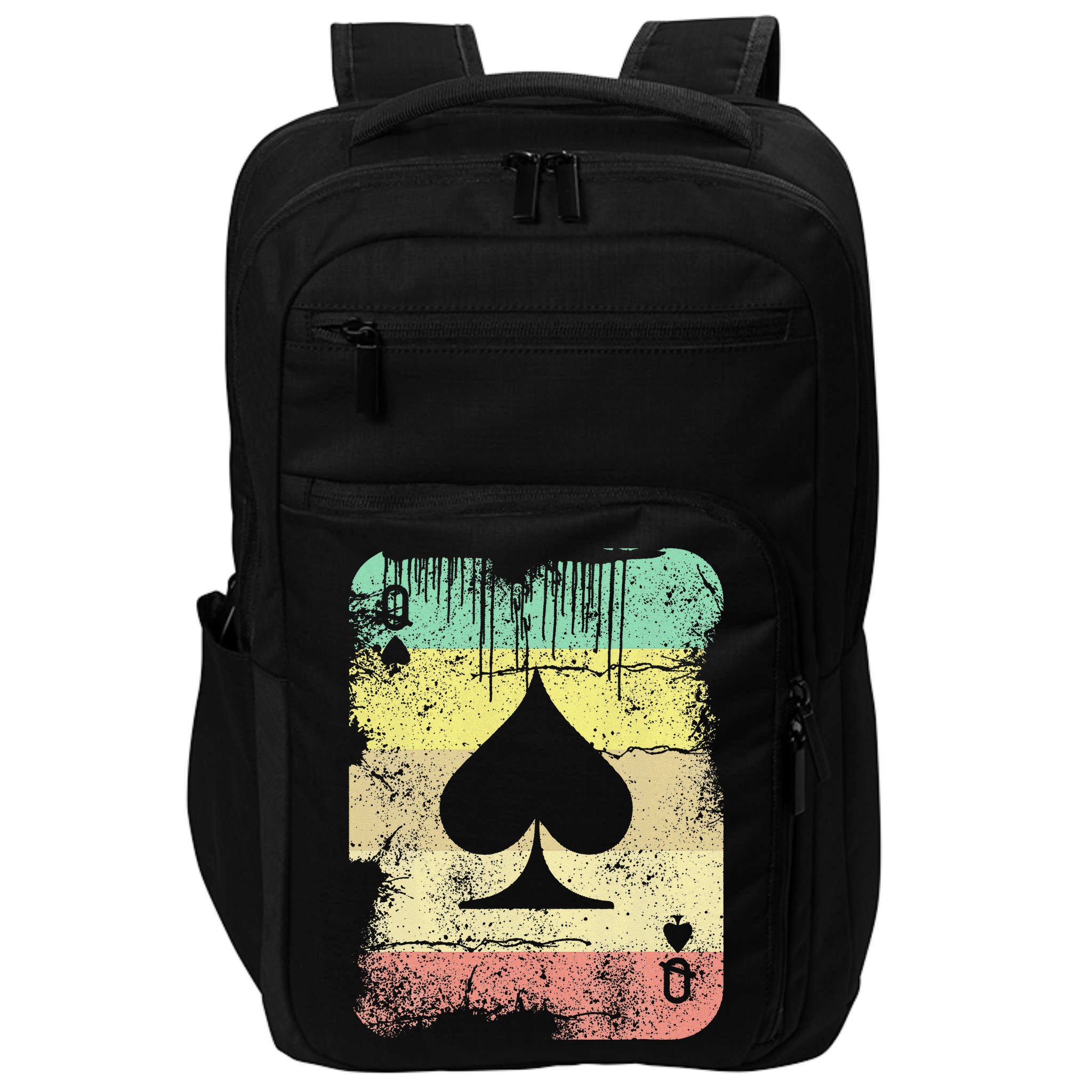 Retro Poker Texas Hold'Em Queen Of Spades Vintage Poker Impact Tech Backpack
