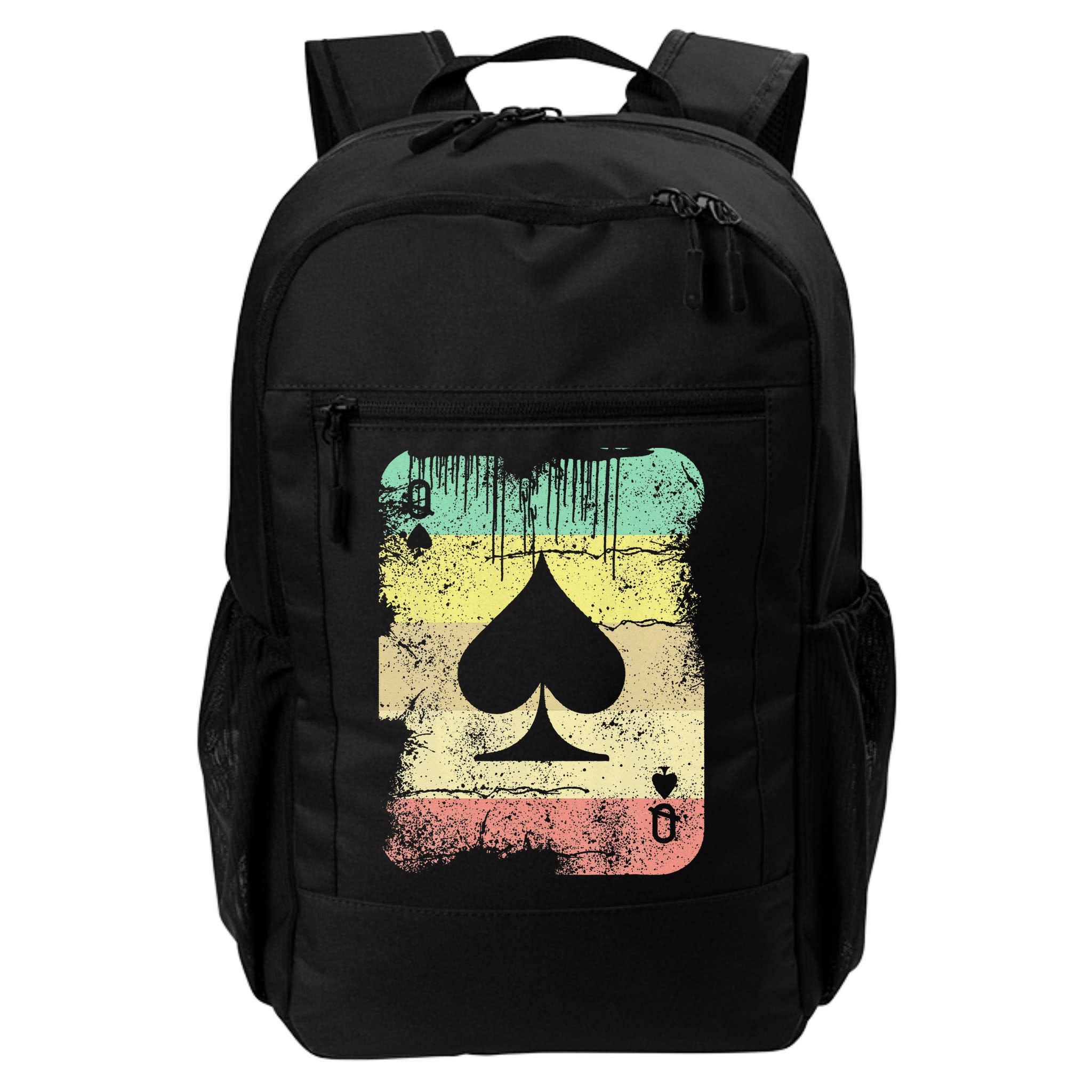 Retro Poker Texas Hold'Em Queen Of Spades Vintage Poker Backpack