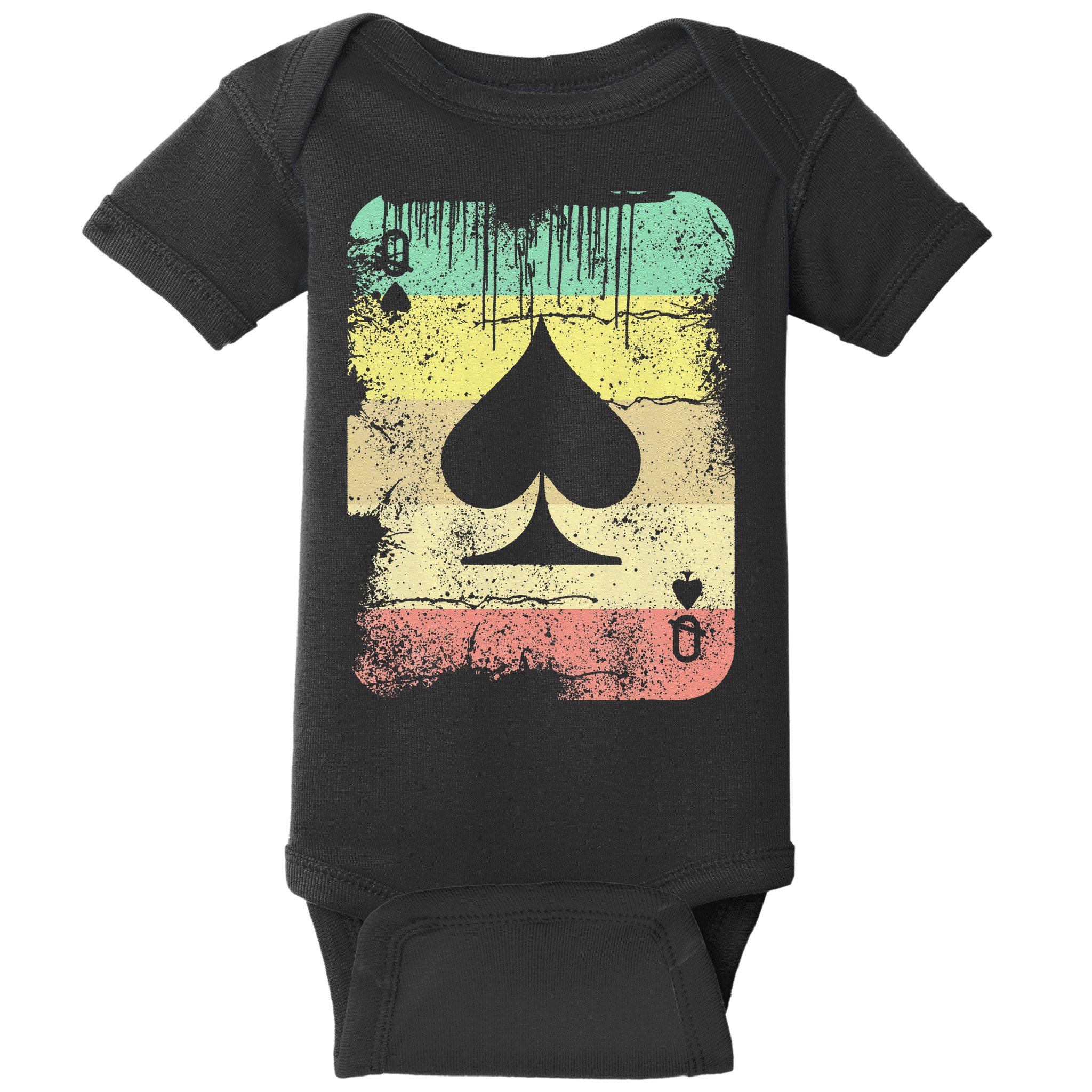 Retro Poker Texas Hold'Em Queen Of Spades Vintage Poker Baby Bodysuit