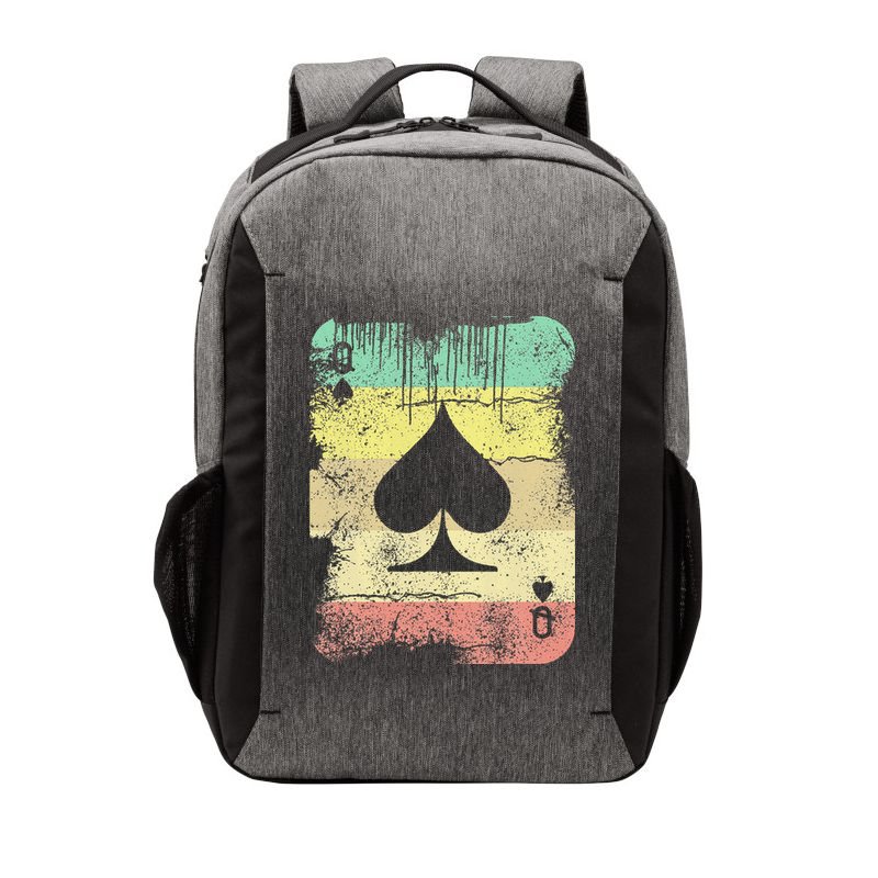Retro Poker Texas Hold'Em Queen Of Spades Vintage Poker Vector Backpack