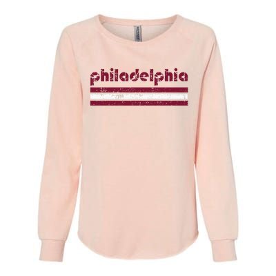 Retro Philadelphia Three 3 Stripes Vintage Weathered Womens California Wash Sweatshirt