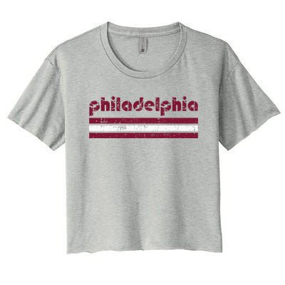 Retro Philadelphia Three 3 Stripes Vintage Weathered Women's Crop Top Tee